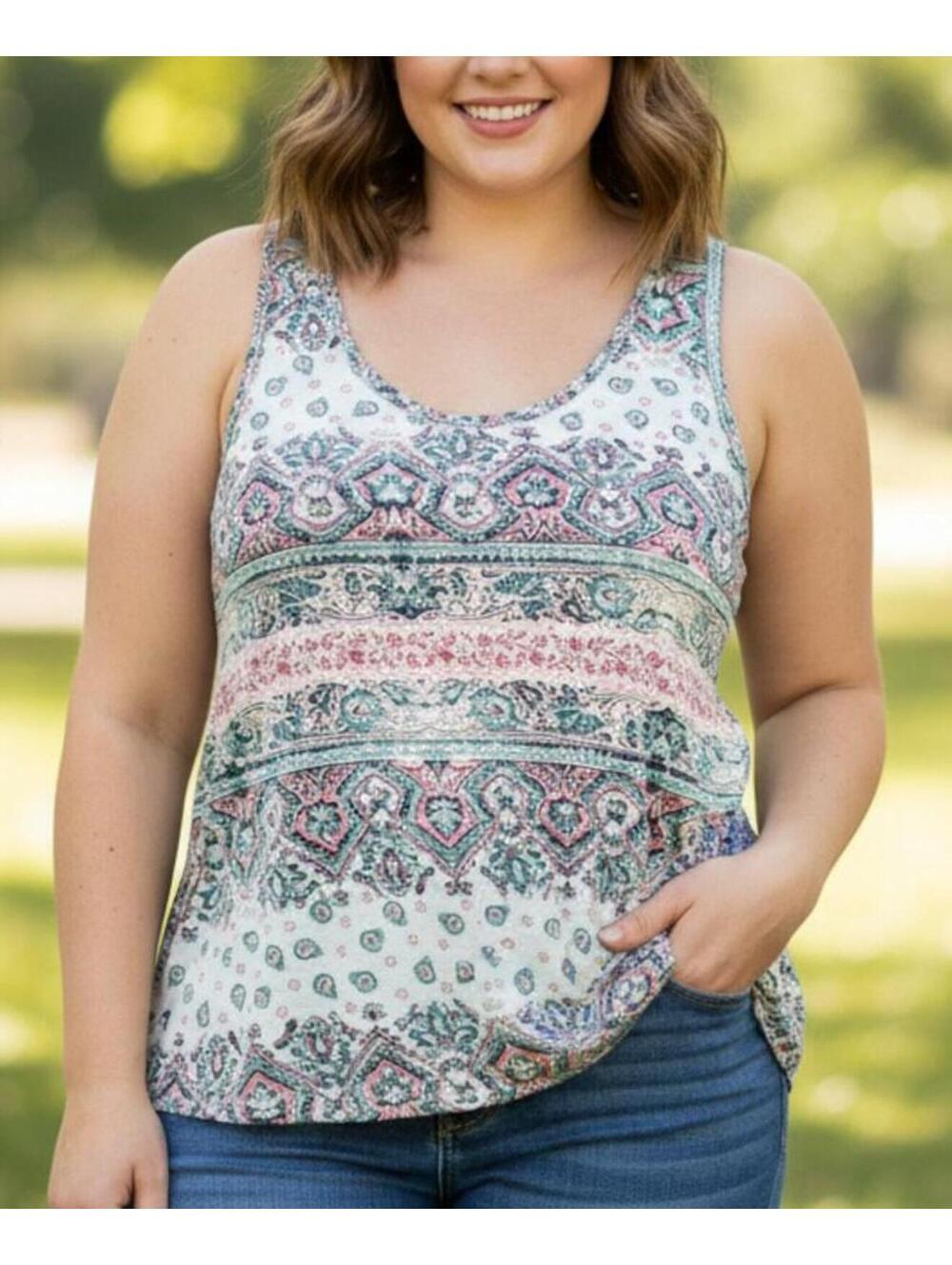 TOP Size XL Wet Seal Sleeveless Printed Tank Top